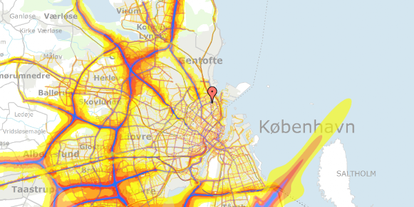 Trafikstøjkort på Hesseløgade 3, kl. , 2100 København Ø