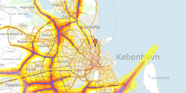 Trafikstøjkort på Hesseløgade 3, st. th, 2100 København Ø