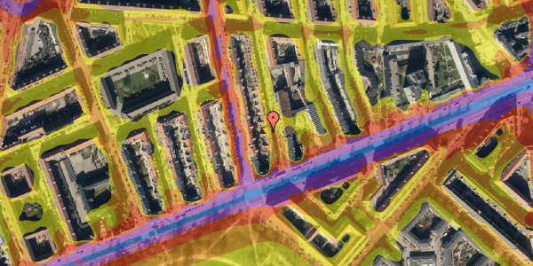 Trafikstøjkort på Hesseløgade 5, 3. th, 2100 København Ø