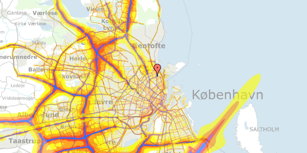 Trafikstøjkort på Hesseløgade 18, 2. tv, 2100 København Ø