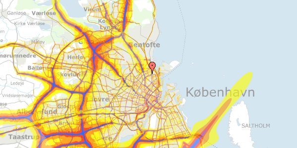 Trafikstøjkort på Hesseløgade 24, 3. th, 2100 København Ø