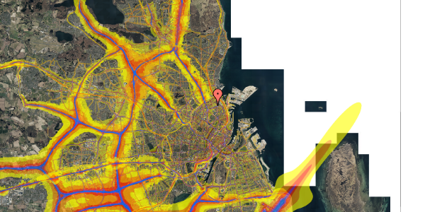 Trafikstøjkort på Hesseløgade 25, 1. , 2100 København Ø