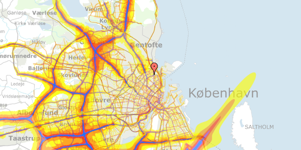 Trafikstøjkort på Hesseløgade 27, 3. tv, 2100 København Ø