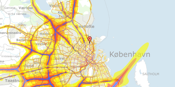 Trafikstøjkort på Hesseløgade 28, st. th, 2100 København Ø