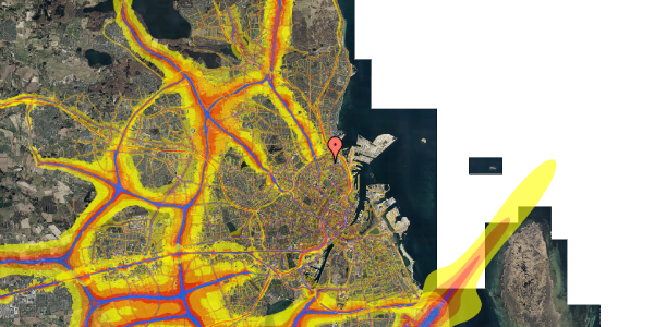 Trafikstøjkort på Hesseløgade 28, 3. th, 2100 København Ø