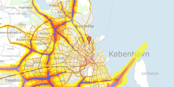 Trafikstøjkort på Hesseløgade 29, 2. th, 2100 København Ø