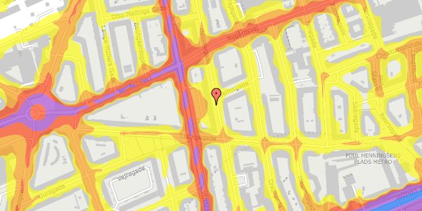 Trafikstøjkort på Hesseløgade 37, 1. tv, 2100 København Ø