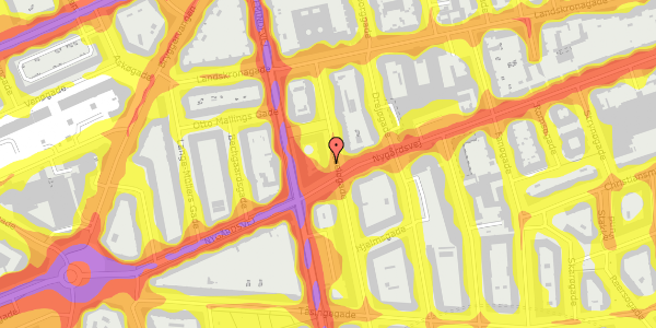 Trafikstøjkort på Hesseløgade 43, 1. tv, 2100 København Ø