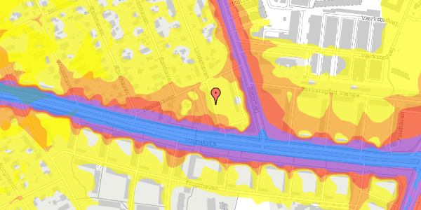 Trafikstøjkort på Hestehaven 7, 1. th, 2500 Valby