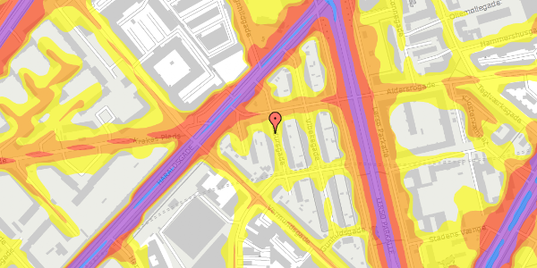 Trafikstøjkort på Hildursgade 8, 1. th, 2100 København Ø