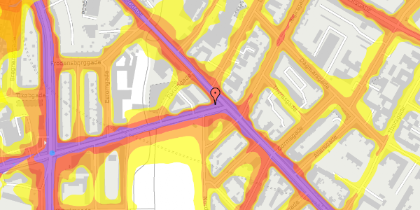 Trafikstøjkort på Hillerødgade 2, 1. th, 2200 København N