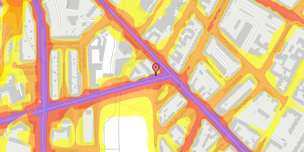 Trafikstøjkort på Hillerødgade 4, 3. th, 2200 København N