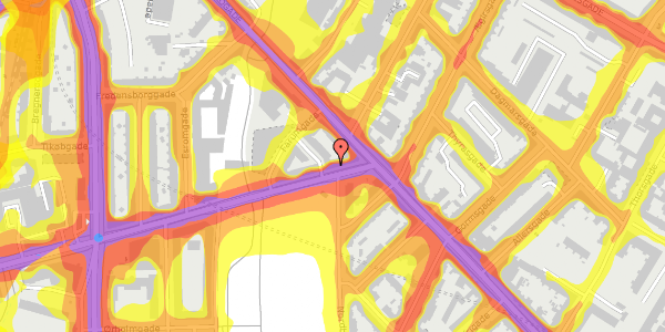 Trafikstøjkort på Hillerødgade 4, 4. th, 2200 København N