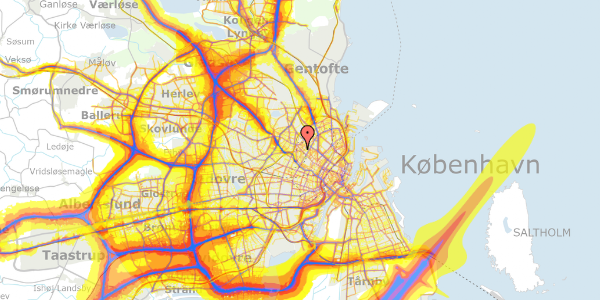 Trafikstøjkort på Hillerødgade 8, 1. tv, 2200 København N