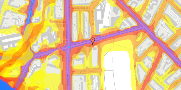 Trafikstøjkort på Hillerødgade 21A, 1. th, 2200 København N