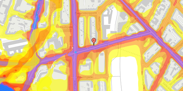 Trafikstøjkort på Hillerødgade 24, 1. th, 2200 København N