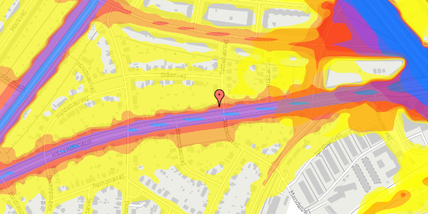 Trafikstøjkort på Hillerødgade 156, 2400 København NV