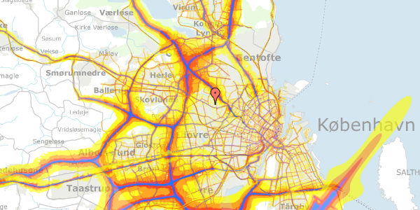 Trafikstøjkort på Hirsevej 9, 1. th, 2700 Brønshøj