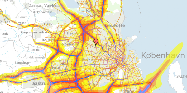 Trafikstøjkort på Hirsevej 11, 1. th, 2700 Brønshøj