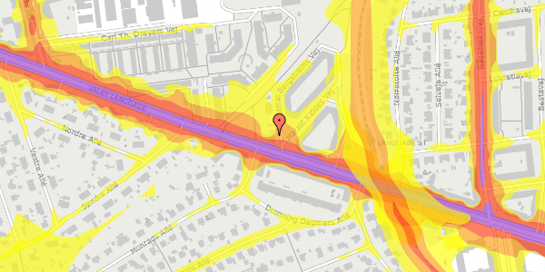 Trafikstøjkort på Hjalmar Bergstrøms Vej 1, 1. th, 2500 Valby