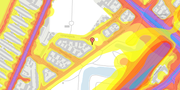 Trafikstøjkort på Hjalmar Brantings Plads 1, 4. th, 2100 København Ø