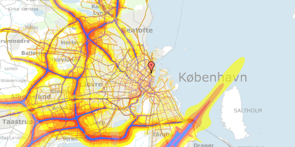 Trafikstøjkort på Hjalmar Brantings Plads 4, kl. th, 2100 København Ø