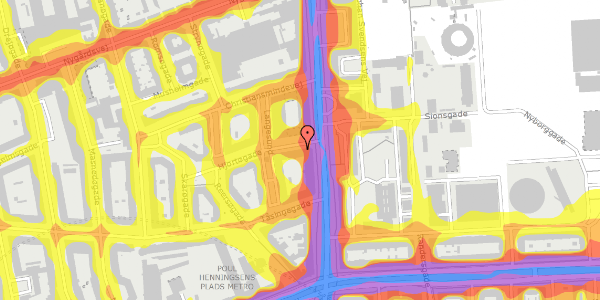 Trafikstøjkort på Hjortøgade 1, 1. th, 2100 København Ø