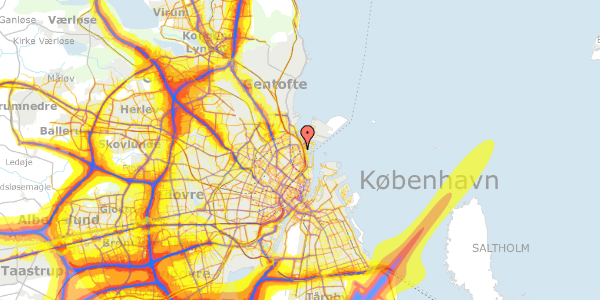 Trafikstøjkort på Hjørringgade 2, 1. mf, 2100 København Ø