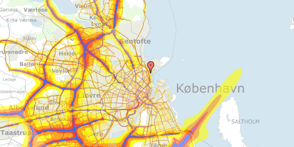 Trafikstøjkort på Hjørringgade 2, 3. th, 2100 København Ø