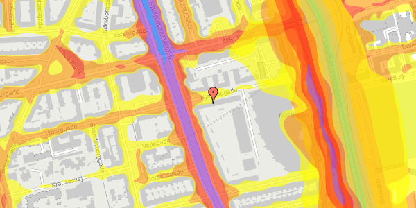 Trafikstøjkort på Hjørringgade 4, 1. tv, 2100 København Ø