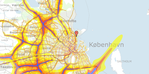 Trafikstøjkort på Hjørringgade 11, st. th, 2100 København Ø