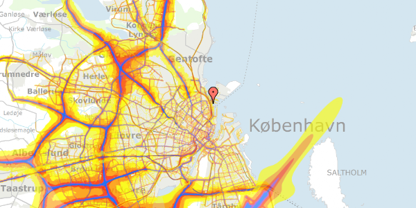 Trafikstøjkort på Hjørringgade 11, 1. th, 2100 København Ø