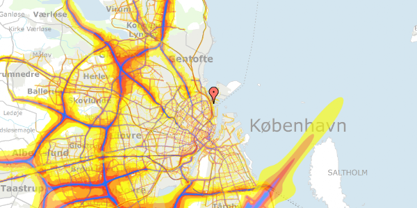 Trafikstøjkort på Hjørringgade 11, 3. th, 2100 København Ø