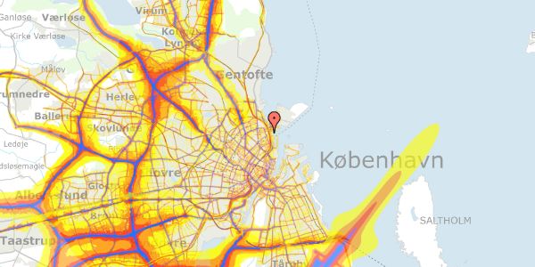 Trafikstøjkort på Hjørringgade 12B, 1. 4, 2100 København Ø