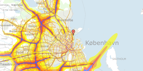 Trafikstøjkort på Hjørringgade 23, 1. th, 2100 København Ø