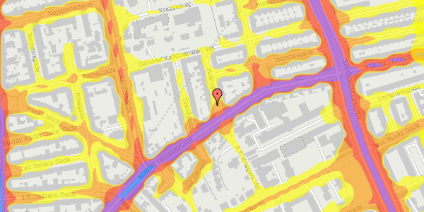 Trafikstøjkort på Hobrogade 3, 3. th, 2100 København Ø