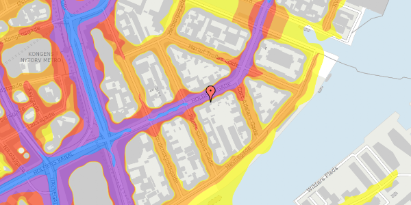 Trafikstøjkort på Holbergsgade 16, kl. th, 1057 København K