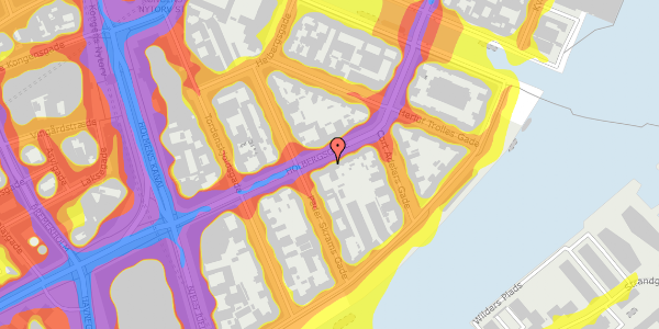 Trafikstøjkort på Holbergsgade 16, st. mf, 1057 København K