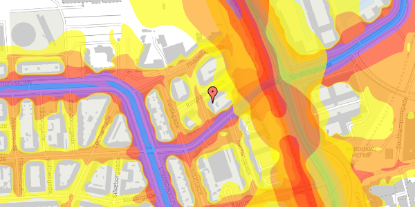 Trafikstøjkort på Holstebrogade 6, 1. th, 2100 København Ø