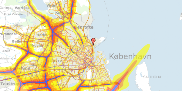 Trafikstøjkort på Holstebrogade 10, 2. tv, 2100 København Ø