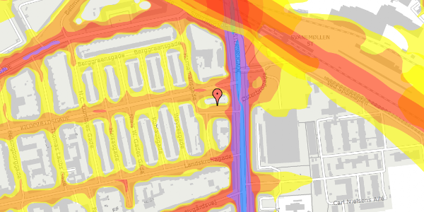 Trafikstøjkort på Hornemansgade 10, st. , 2100 København Ø