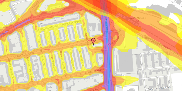 Trafikstøjkort på Hornemansgade 14, st. , 2100 København Ø