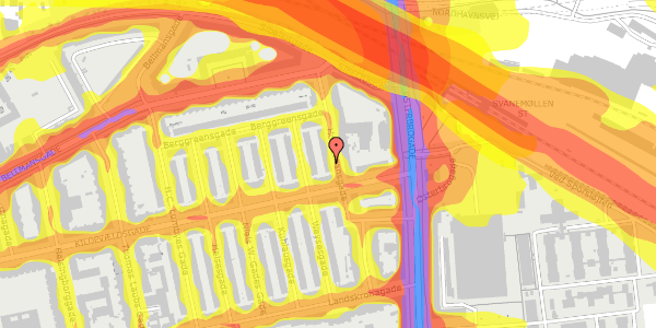 Trafikstøjkort på Hornemansgade 17, 2100 København Ø