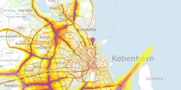 Trafikstøjkort på Hornemansgade 19, 2100 København Ø