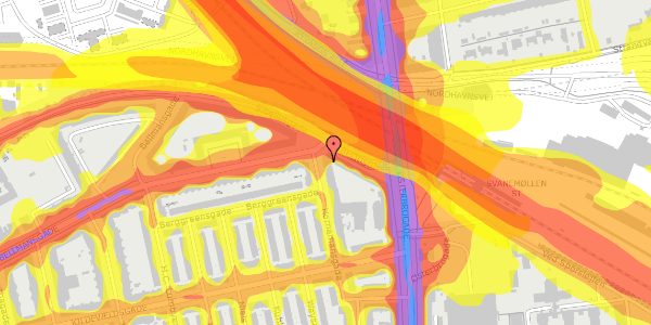 Trafikstøjkort på Hornemansgade 42, st. th, 2100 København Ø