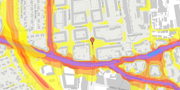 Trafikstøjkort på Horsekildevej 9, 4. th, 2500 Valby