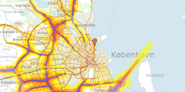 Trafikstøjkort på Horsensgade 1, 1. tv, 2100 København Ø