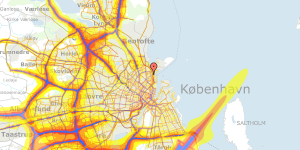 Trafikstøjkort på Horsensgade 1, 3. th, 2100 København Ø