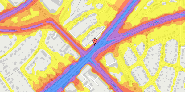 Trafikstøjkort på Hulgårdsvej 5, 1. th, 2400 København NV