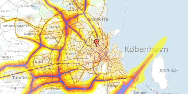 Trafikstøjkort på Husumgade 12A, 1. , 2200 København N